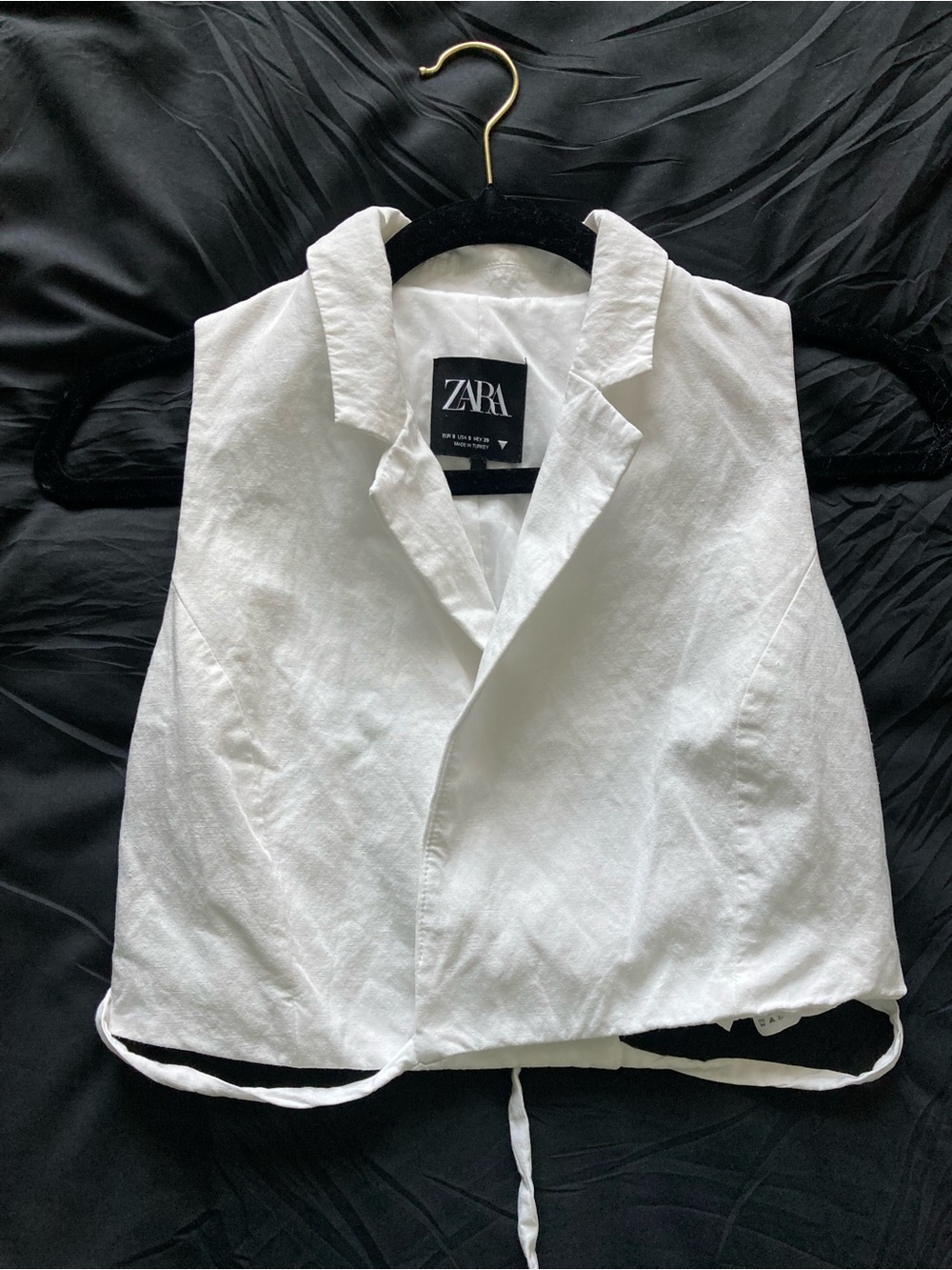 Zara White Linen Sleeveless cropped Wrap Top